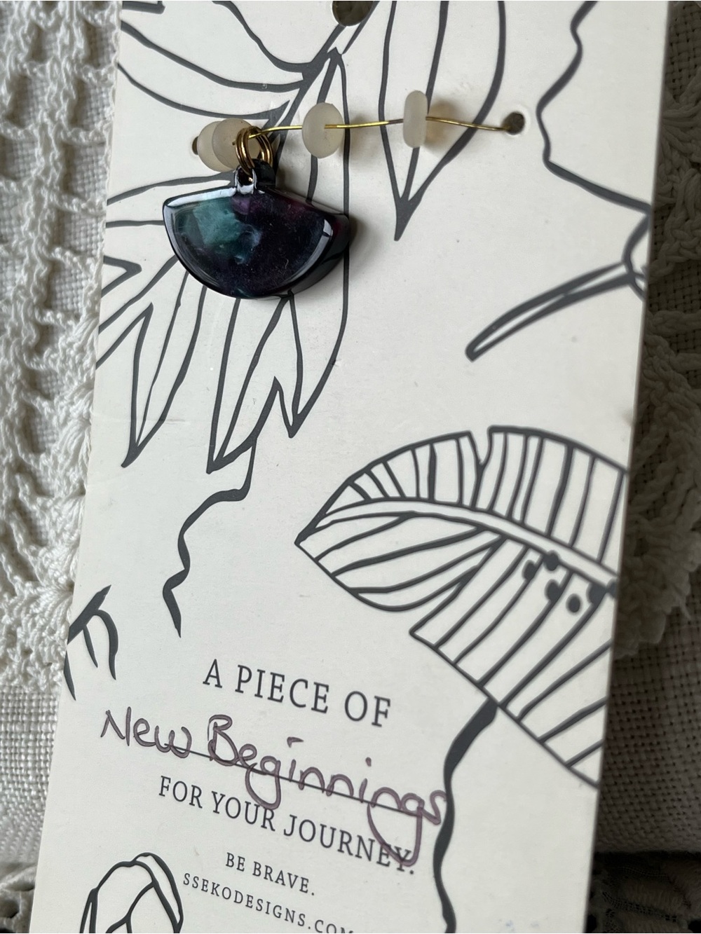 Sseko Iridescent Teal-Purple Half-Moon Earrings